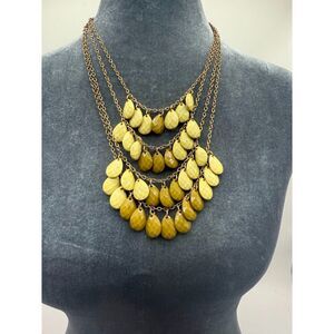 Green and gold tone 4 strand necklace